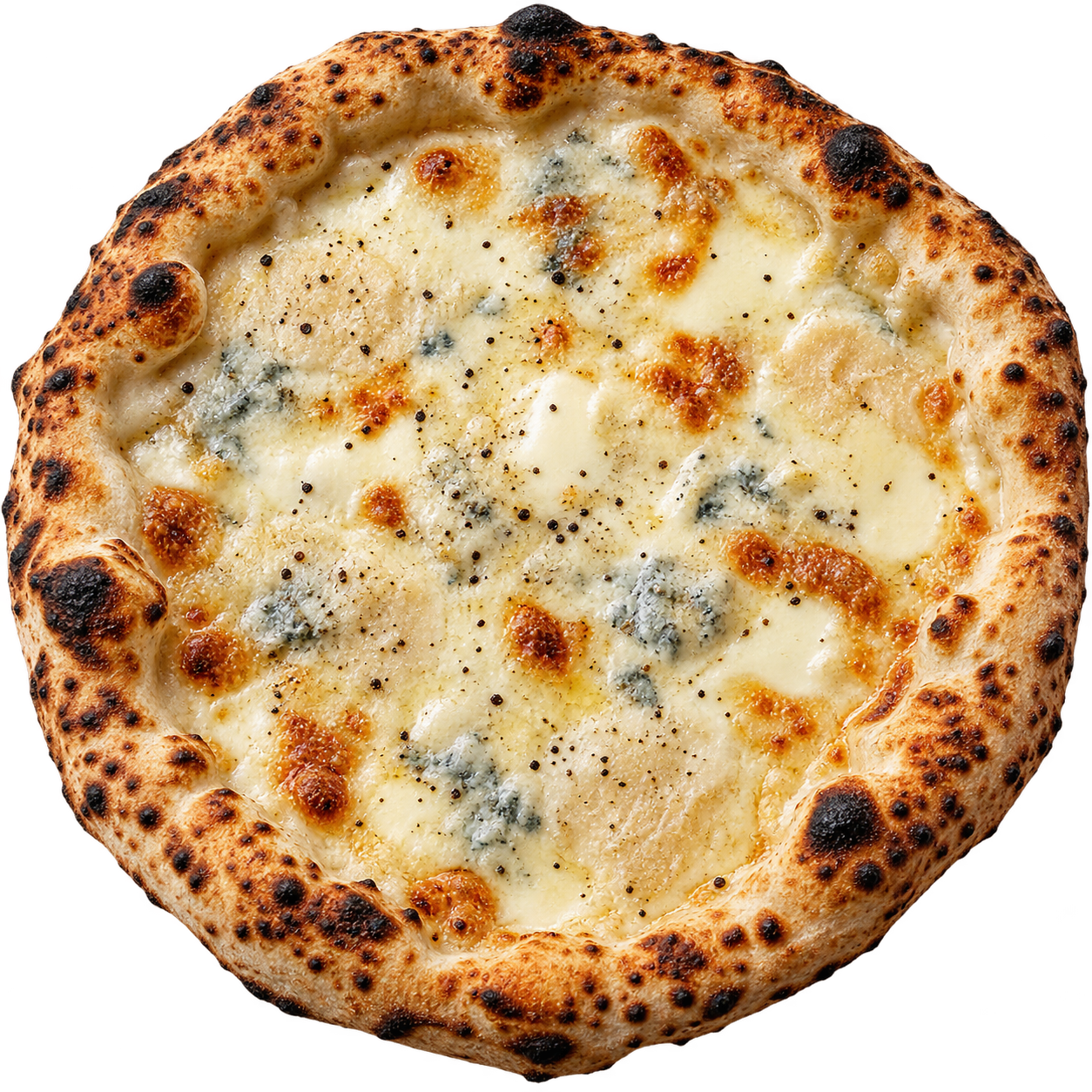 Pizza Quatre fromages : mozzarella, gorgonzola, taleggio et parmesan